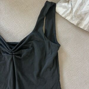 Black Rouch Front Tank Top